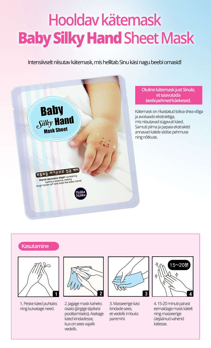 Ühekordne kätemask Baby Silky Hand